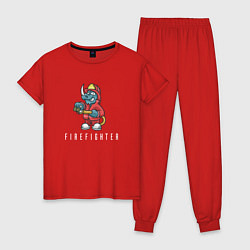 Пижама хлопковая женская Firefighter, цвет: красный