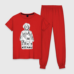 Пижама хлопковая женская Kizaru, цвет: красный