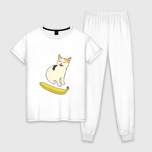 Женская пижама Cat no banana meme / Белый – фото 1