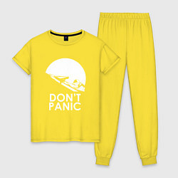 Пижама хлопковая женская Elon: Don't Panic, цвет: желтый