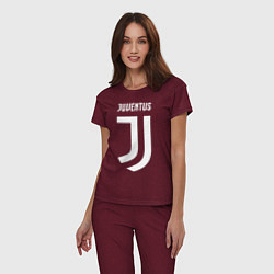 Пижама хлопковая женская FC Juventus, цвет: меланж-бордовый — фото 2