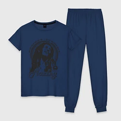 Пижама хлопковая женская Bob Marley: Island, цвет: тёмно-синий