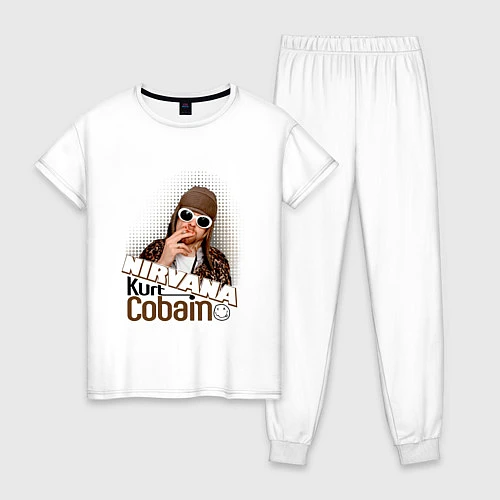 Женская пижама Kurt Cobain in glasses / Белый – фото 1