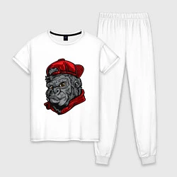 Пижама хлопковая женская Уличная горилла, цвет: белый