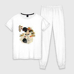 Пижама хлопковая женская Geisha Cosmonaut, цвет: белый