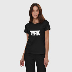 Пижама хлопковая женская TFK: White Logo, цвет: черный — фото 2