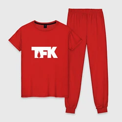 Пижама хлопковая женская TFK: White Logo, цвет: красный