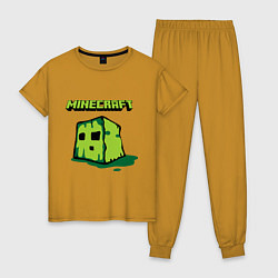 Пижама хлопковая женская Minecraft Creeper, цвет: горчичный