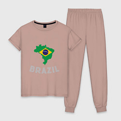 Пижама хлопковая женская Brazil Country, цвет: пыльно-розовый