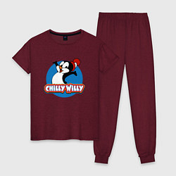 Пижама хлопковая женская Chilly Willy, цвет: меланж-бордовый