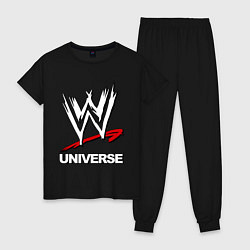 Пижама хлопковая женская WWE universe, цвет: черный