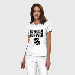 Пижама хлопковая женская Freedom forever, цвет: белый — фото 2