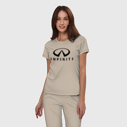 Пижама хлопковая женская Infiniti logo, цвет: миндальный — фото 2