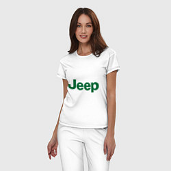 Пижама хлопковая женская Logo Jeep, цвет: белый — фото 2