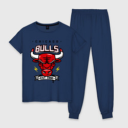 Пижама хлопковая женская Chicago Bulls est. 1966, цвет: тёмно-синий