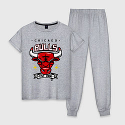 Пижама хлопковая женская Chicago Bulls est. 1966, цвет: меланж