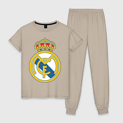 Пижама хлопковая женская Real Madrid FC, цвет: миндальный