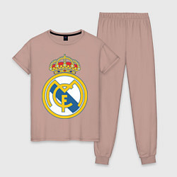 Пижама хлопковая женская Real Madrid FC, цвет: пыльно-розовый