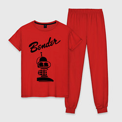 Пижама хлопковая женская Bender monochrome, цвет: красный