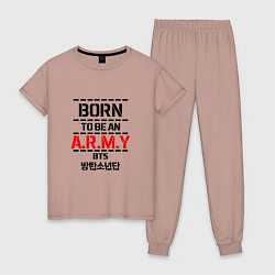 Пижама хлопковая женская Born to be an ARMY BTS, цвет: пыльно-розовый