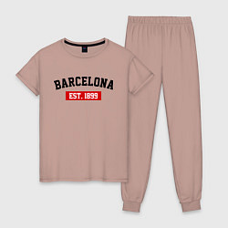Пижама хлопковая женская FC Barcelona Est. 1899, цвет: пыльно-розовый