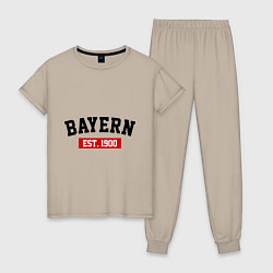 Пижама хлопковая женская FC Bayern Est. 1900, цвет: миндальный