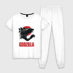 Пижама хлопковая женская Godzilla: Red Sun, цвет: белый