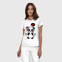 Пижама хлопковая женская Panda girl, цвет: белый — фото 2