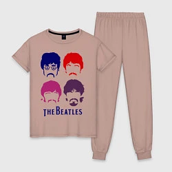 Пижама хлопковая женская The Beatles faces, цвет: пыльно-розовый