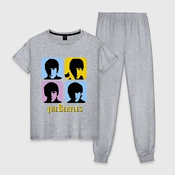 Пижама хлопковая женская The Beatles: pop-art, цвет: меланж