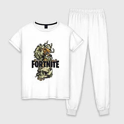 Пижама хлопковая женская Fortnite Skull, цвет: белый