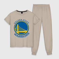 Пижама хлопковая женская Golden state Warriors, цвет: миндальный