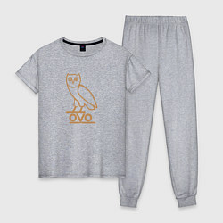 Пижама хлопковая женская OVO Owl, цвет: меланж