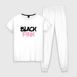 Пижама хлопковая женская Black Pink Graffiti, цвет: белый