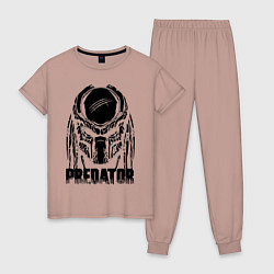 Пижама хлопковая женская Predator Mask, цвет: пыльно-розовый