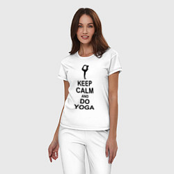 Пижама хлопковая женская Keep Calm & Do Yoga, цвет: белый — фото 2
