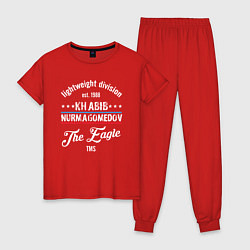 Пижама хлопковая женская Khabib Nurmagomedov est. 1988, цвет: красный
