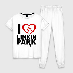 Пижама хлопковая женская I love Linkin Park, цвет: белый