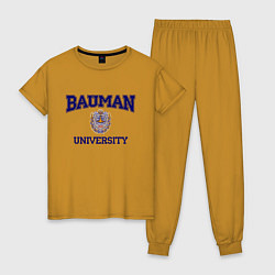 Пижама хлопковая женская BAUMAN University, цвет: горчичный