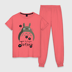 Пижама хлопковая женская My Neighbor Totoro, цвет: коралловый
