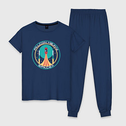 Пижама хлопковая женская Falcon Heavy: SpaceX, цвет: тёмно-синий