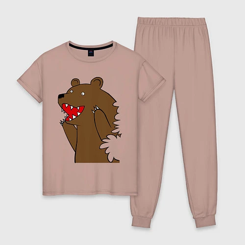 Женская пижама Медведь цензурный / Пыльно-розовый – фото 1