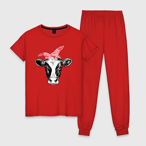 Женская пижама Корова в бандане / Красный – фото 1
