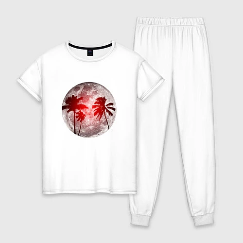 Женская пижама Красный закат в тропиках / Белый – фото 1