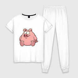 Пижама хлопковая женская Свинка, цвет: белый