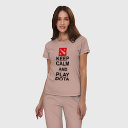 Пижама хлопковая женская Keep Calm & Play Dota, цвет: пыльно-розовый — фото 2