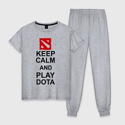 Пижама хлопковая женская Keep Calm & Play Dota, цвет: меланж