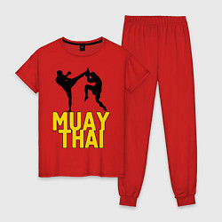 Пижама хлопковая женская Muay Thai, цвет: красный