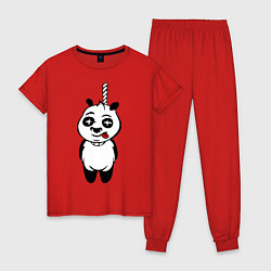 Пижама хлопковая женская Панда повесилась, цвет: красный