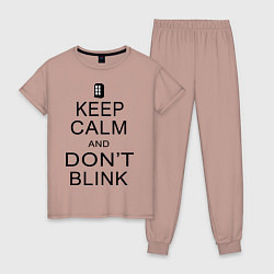 Пижама хлопковая женская Keep Calm & Don't Blink, цвет: пыльно-розовый
